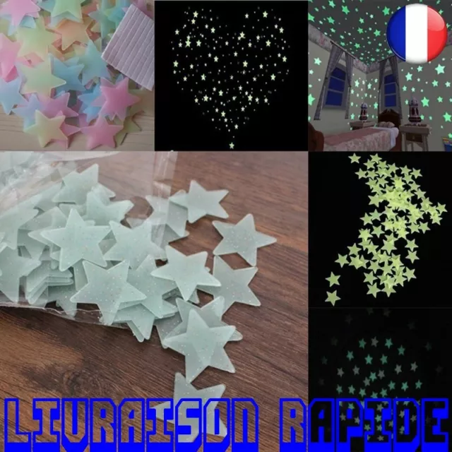 100 pcs 3D étoiles Obscurité Lumineuse Sticker Muraux Enfants Chambre Bébé Déco