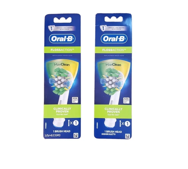 Lote de 2 cabezales de cepillo eléctricos de repuesto limpios Oral-B Floss Action Max sellados
