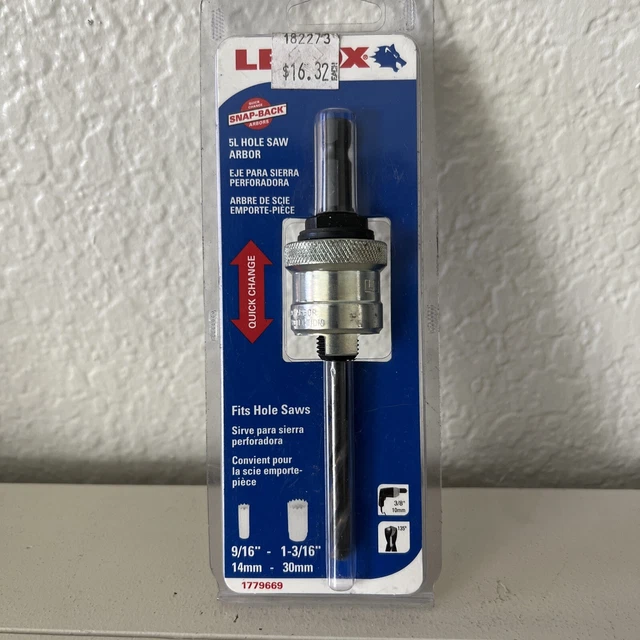 NEW LENOX 5L Hole Saw Arbor - Snap-Back- 1779669