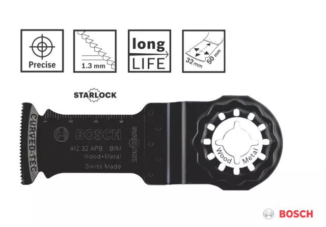 Bosch Starlock Multitool Plungesaw 32mm Blade Curved Tec Wood / Metal AIZ 32 APB