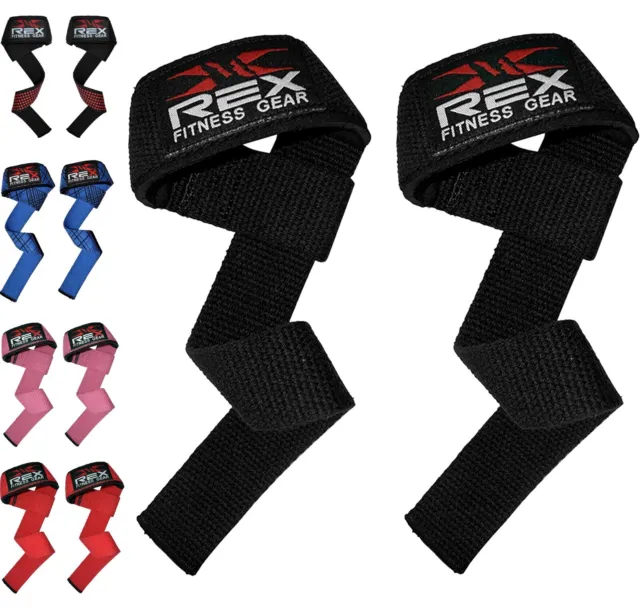 Weight Lifting Straps Training Gym Wraps Hand Wrist Extra Grip Support Padded UK