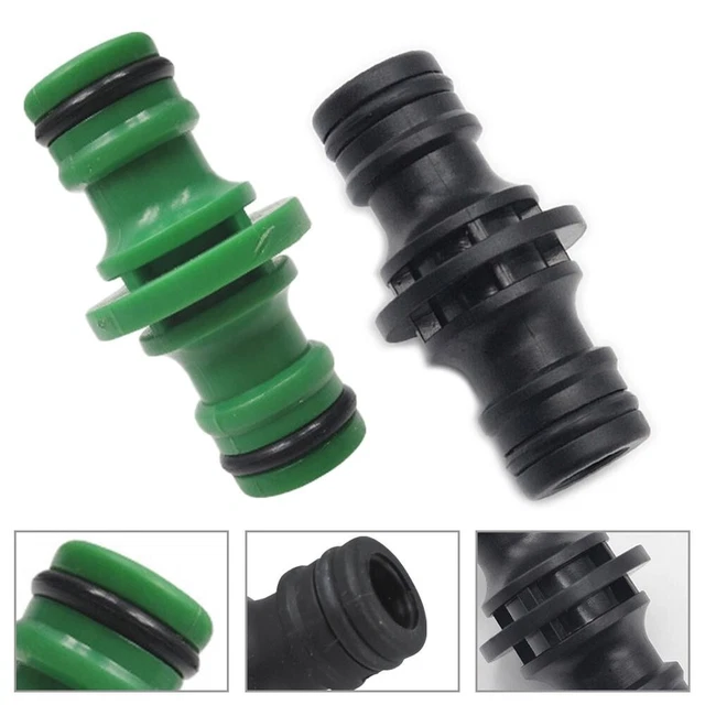 2 Way Garden Hose Connector Joiner Coupler Watering Water Pipe Tap Male Black