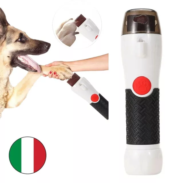 Tagliaunghie Elettrico Per Cani Animali Domestici Lima Luce Led 2 Rulli Unghie