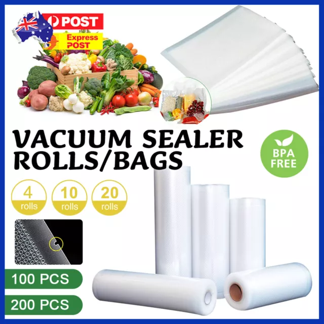 Rolls Vacuum Sealer Bags Precut Food Storage Saver Heat Seal Cryovac 9 Sizes AU