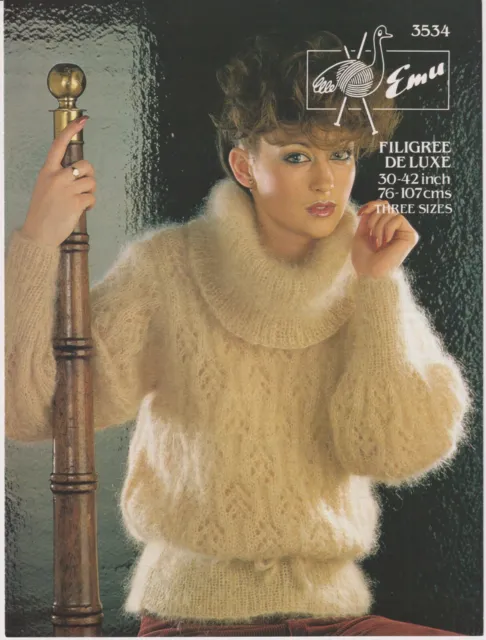 Original Vintage Emu Strickmuster 3534 - Damen Mohair Pullover