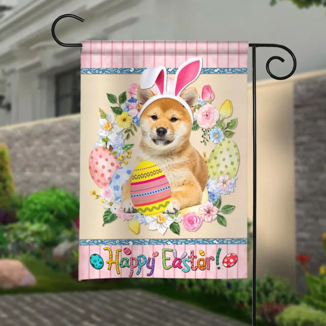 Happy Easter Cute Shiba Inu Dog Flag, Dog Easter Flag, Dog Lovers Gift