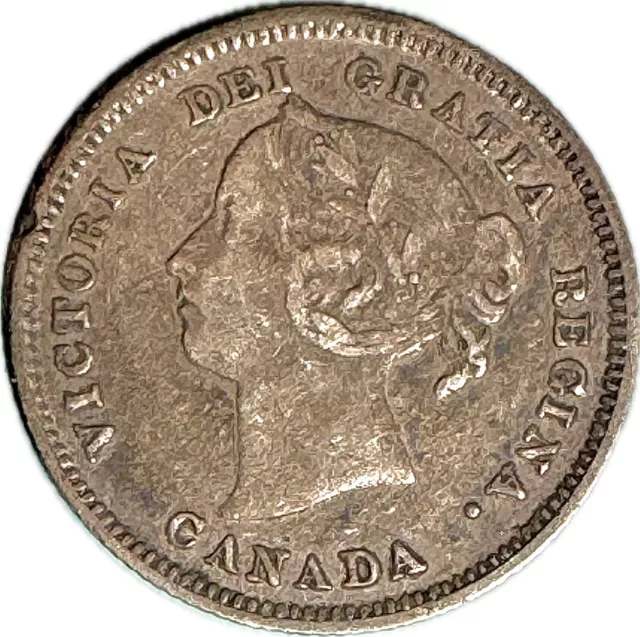 1885 Canada Silver 5 Cents, Small 5, Very Fine