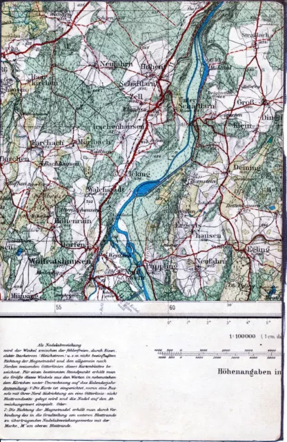 Straßlach Dingharting Wolfratshausen Icking 1932 orig. Teil-Karte/Ln. Schäftlarn