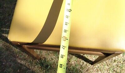 Stakmore Co Folding Chair Sturdy Vtg Wood Yellow Vinyl Cane back Padded Seat 11