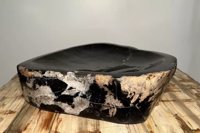 Extra Large Petrified Wood Bowl, Indonesia. Beautiful Mineral Pattern. 4 KG.