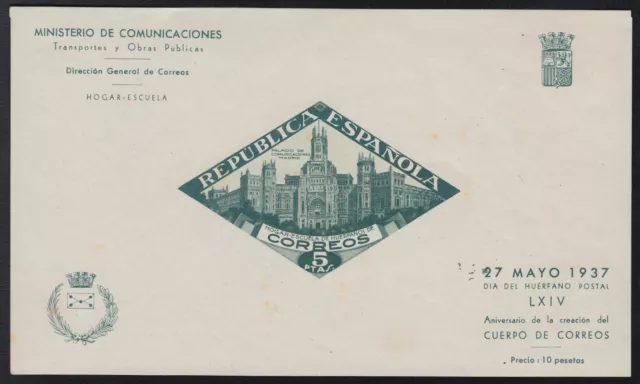 España Spain Beneficencia 18 Huérfanos correos 1937 Beneficencia  Madrid MNH