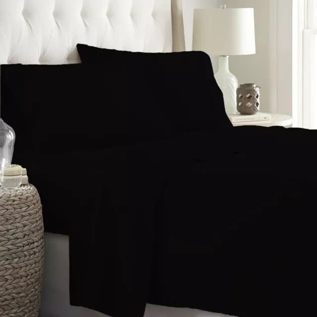 Egyptian Cotton 1000 TC Pretty Bedding Items Black Solid Select Item & Size