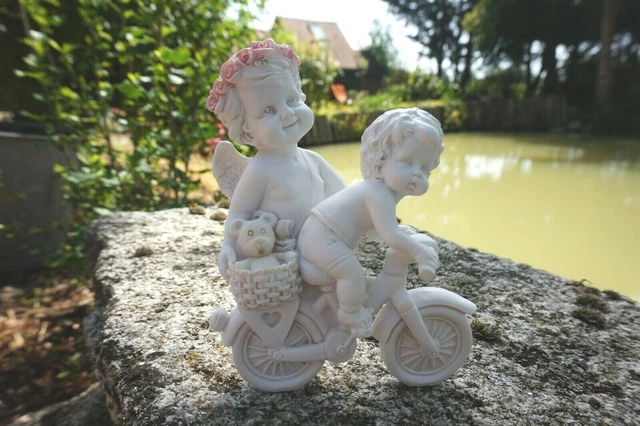 Statuette Ange Blanc Rêveur 19 Cm - Figurine Mystique Chérubin, Neuf Sous Emballage