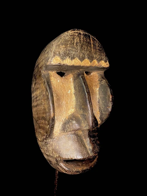 African Mask Antique Tribal Mask Vintage Engraved Wooden Mask dan -6349