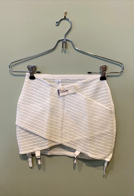 NEW VINTAGE 1950S Jo-La White Open Bottom GIRDLE w/ 4 Garters Size L