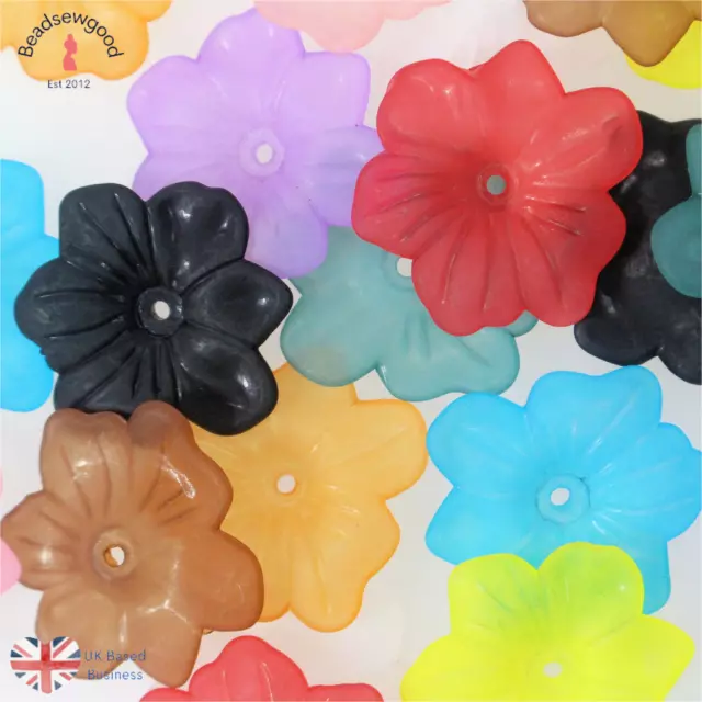 20 Large Frosted Acrylic Flower Beads 30mm Beading Jewellery Making x 11 Colours