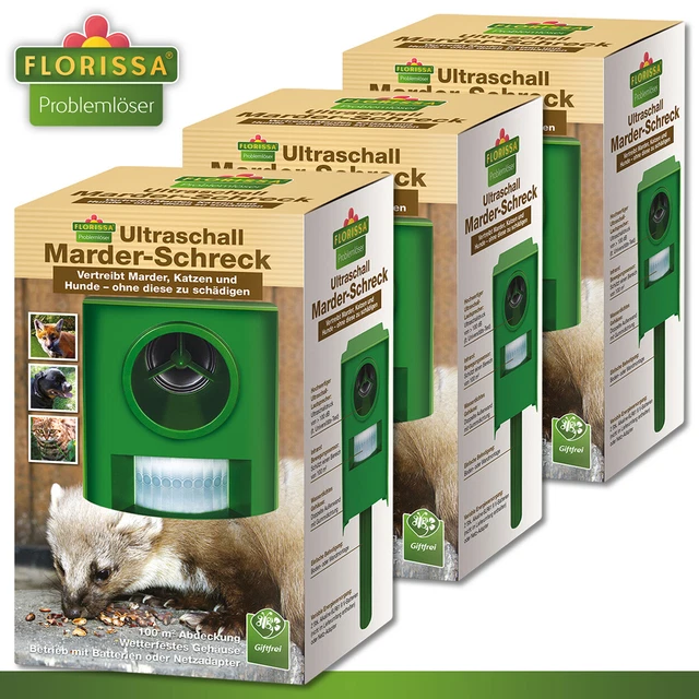 FLORISSA 3 STÜCK Ultraschall MarderSchreck Marder Katze Hund Fuchs