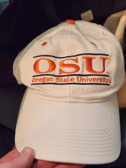 Oregon State University Beavers Hat Cap Logo Strap Back White Orange OSU Game