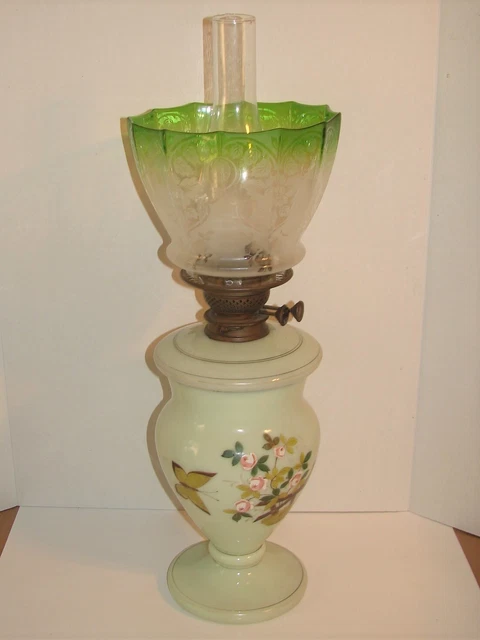  Victorian Parlor Duplex Oil Lamp Acid Etched Shade 