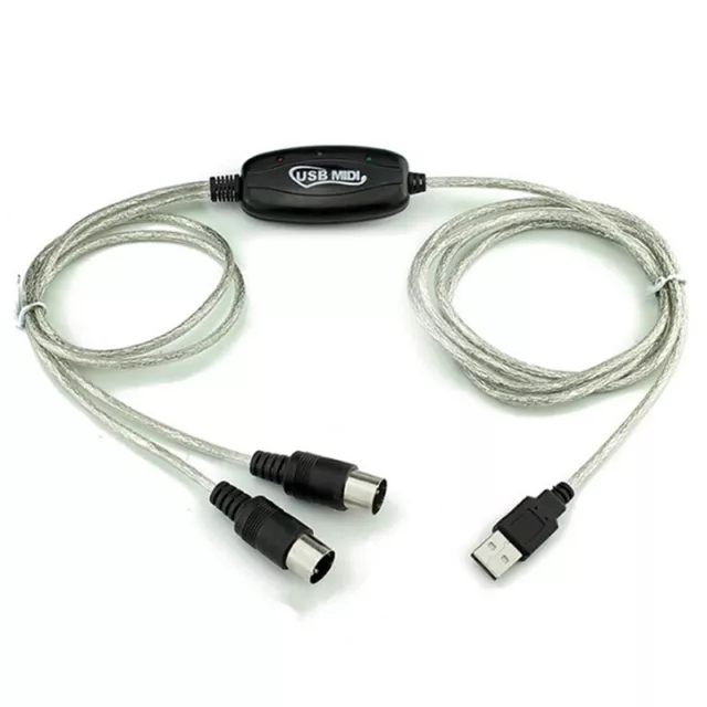 USB IN-OUT MIDI Interface Cable Converter PC to Music Keyboard Adapter Cord -wf_