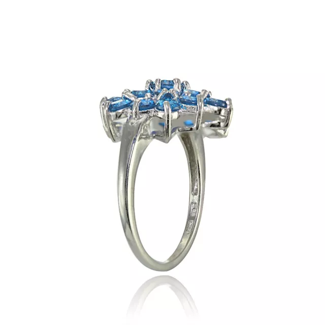 Sterlingsilber echter Londoner blauer Topas Blumenring 2