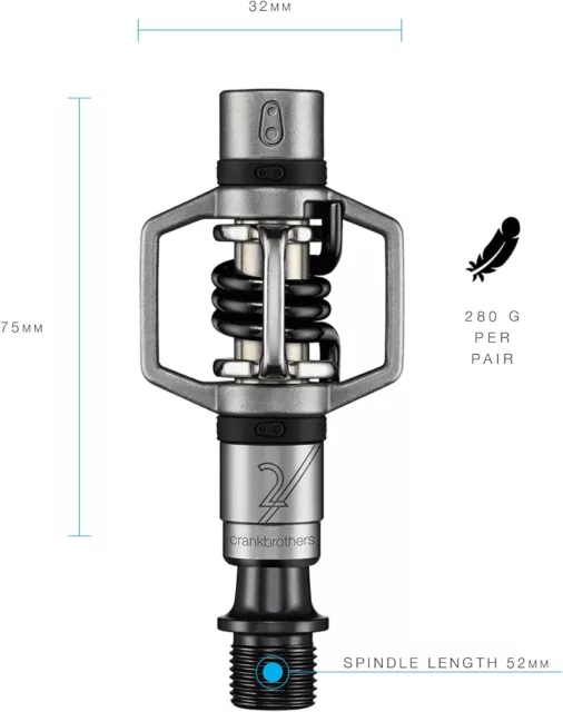 Crankbrothers XC Renn Systempedale Eggbeater 2, CBEB2 Pair Silver or Black 2