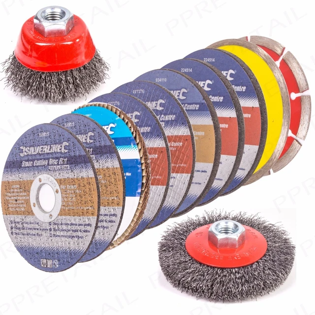 PREMIUM 12Pc MIXED GRINDING/CUTTING DISCS SET Angle Grinder Kit Brush/Cups/Wheel