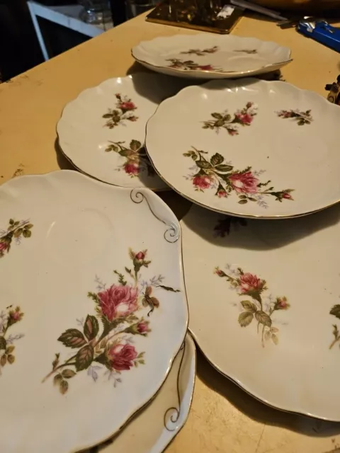 Vtg 1940s Bella Rose Porcelain Clam Shell  APPETIZER PLATE SET 6