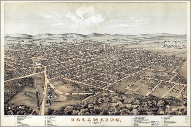 Poster, Many Sizes; Map Of Kalamazoo, Michigan 1874