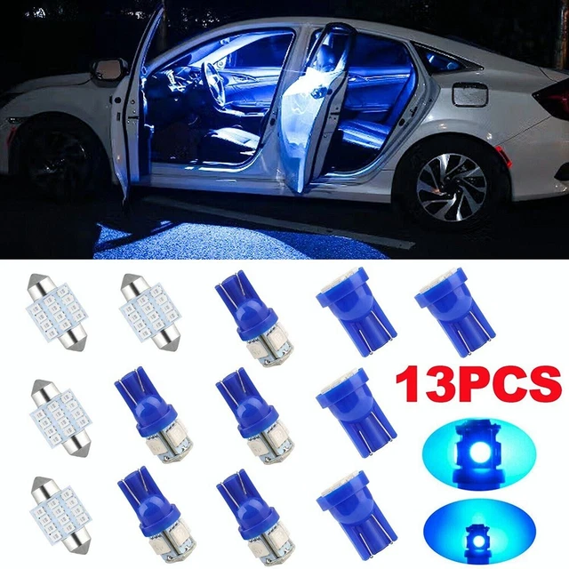 13PCS Blue Led Lights Interior Package  For Dome License Plate Lamp Bulbs