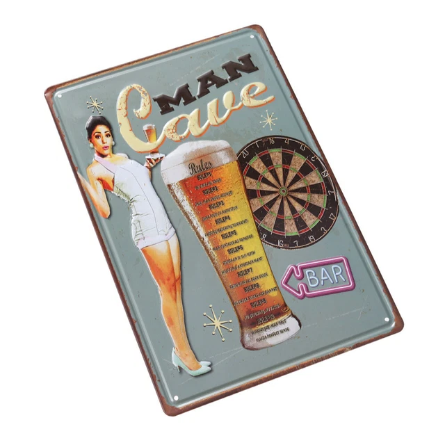 HomDeo Cartello Metallico Vintage Per Pub 20,3x30,5 Cm - Decorazione Parete In Lamiera Con Angoli Arrotondati