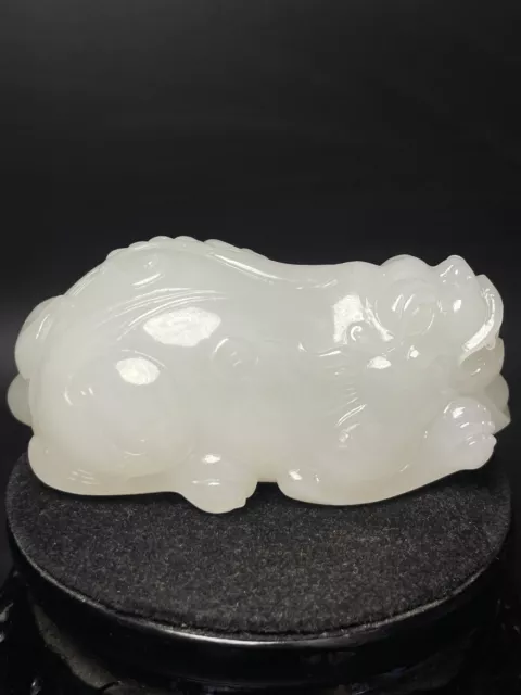 Chinese Exquisite Handmade Brave Troops carving Hetian Jade Statue