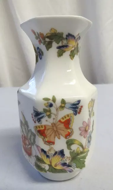 Aynsley cream green blue red yellow pink purple floral butterfly mini vase