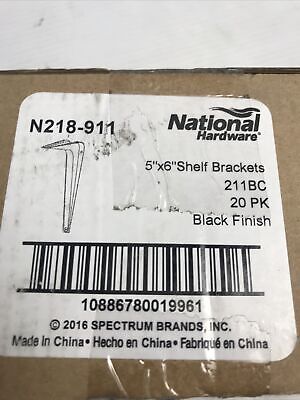 National Hardware N218-911 Shelf  Black Brackets 5”x6” Box Of 20