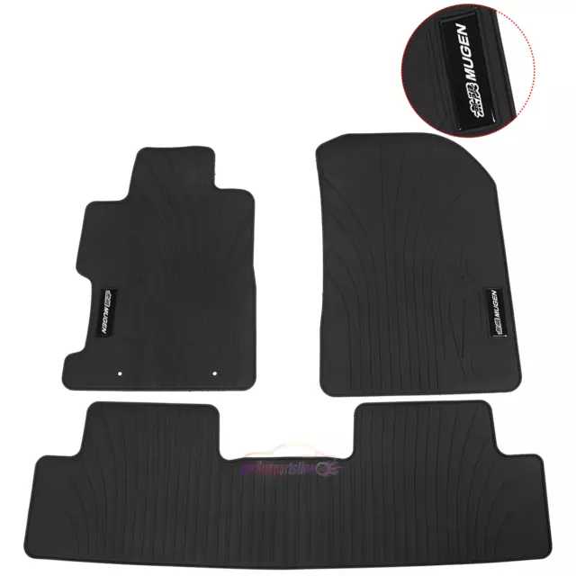 Fits 06-11 Civic Black Latex Floor Mats Non-slip Carpets All Weather w/ Mugen