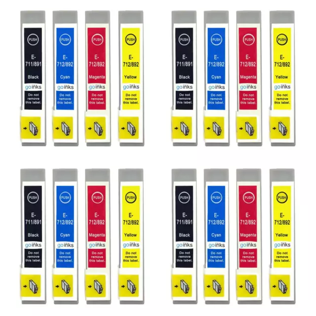 16 Cartucce d'inchiostro (Set) per Epson Stylus DX78 DX4050 DX5050 DX7400 DX7450