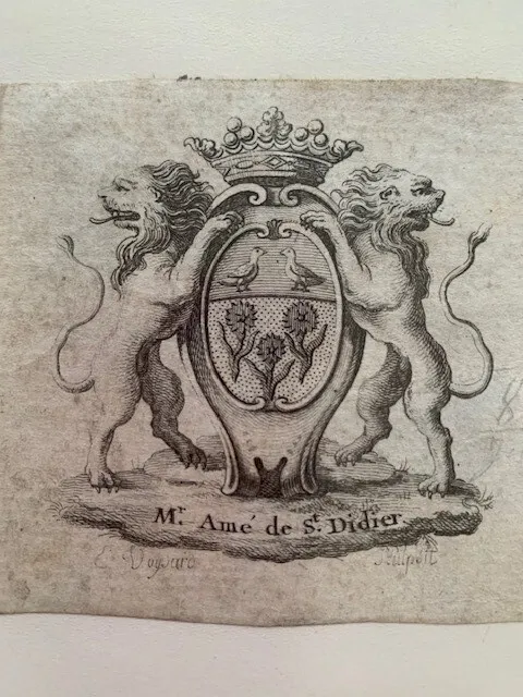 Ex-libris AMÉ DE SAINT-DIDIER Alexandre Charles Nicolas, 61 x 62 mm