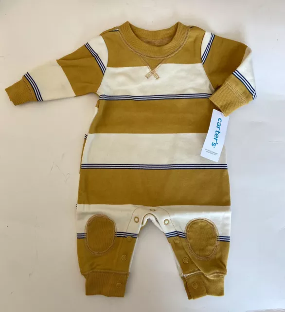 NWT Carters Striped Sweatshirt Yellow Long One Piece - Baby 3 months Clothes Boy