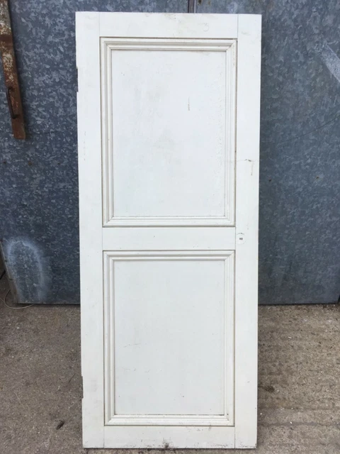21”x50 7/8” Reclaimed Old Painted Pine Two Panel 1 Over 1 Short Internal Door