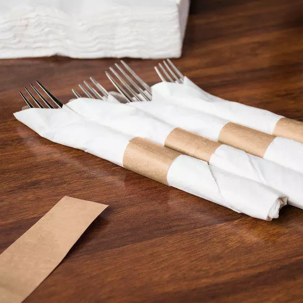 Natural Kraft Self-Adhering Customizable Paper Napkin Band - 2000/Box