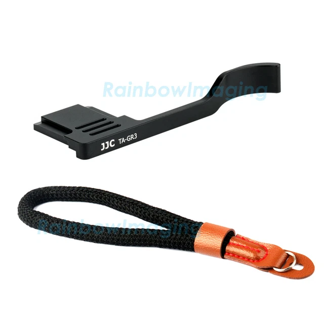 JJC TA-GR3 Aluminum Thumbs Up Grip  for Ricoh GR III GR IIIx +Cotton Hand Strap
