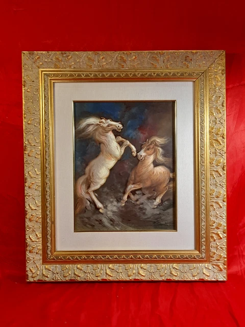 Dipinto ad olio su tela "CAVALLI" cm.24x30 di PIETRO PANTINO