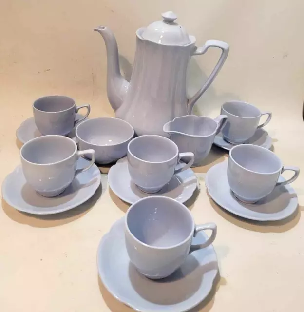Johnson Brothers Grey dawn coffee set for 6  Vintage Pale Blue