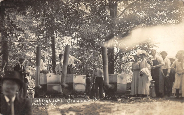 J48/ Worcester New York RPPC Postcard c1910 Baking Clams Old Home Week  8