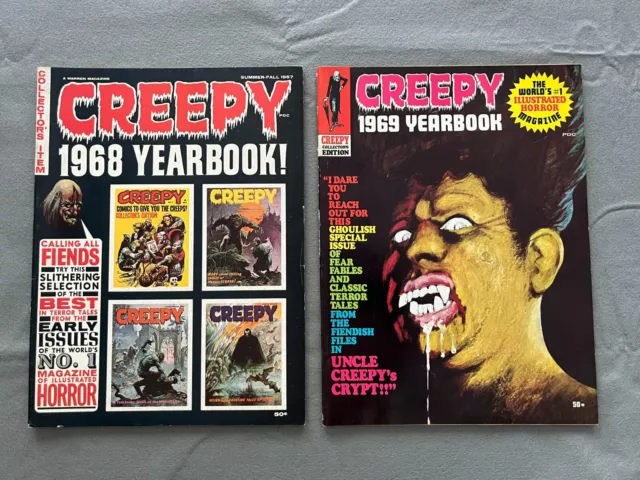 Vintage Lot of 2 Creepy Magazine Yearbooks 1968, 1969