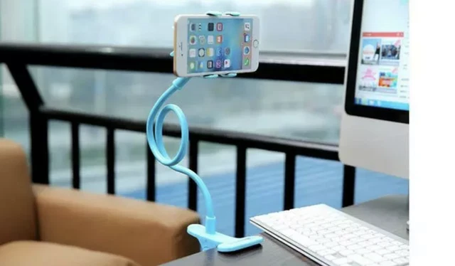 US Flexible 360 Clip Mobile Cell Phone Holder Lazy Bed desk Bracket Mount Stand 3