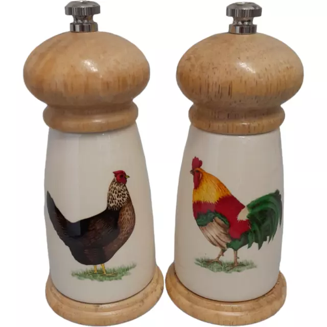 Cloverleaf Farm Animals Salt And Pepper Grinders - Cockerel & Hen Chicken