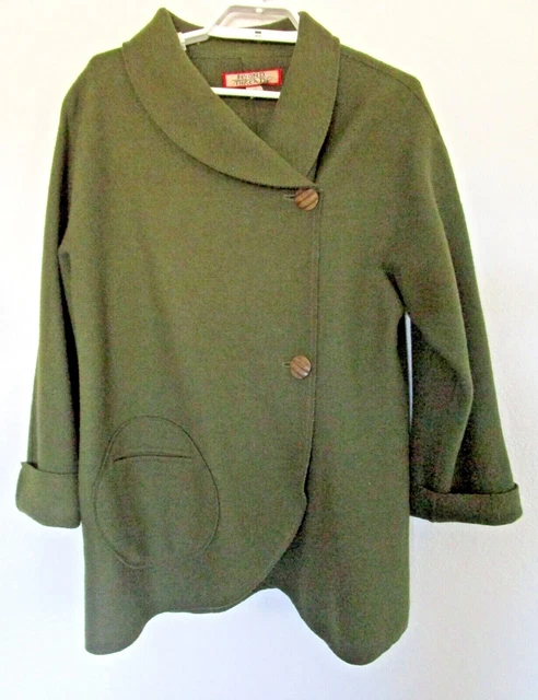 Beyond Threads Olive Green Felted Peruvian Jacket 60% Alpaca 40% Wool Medium