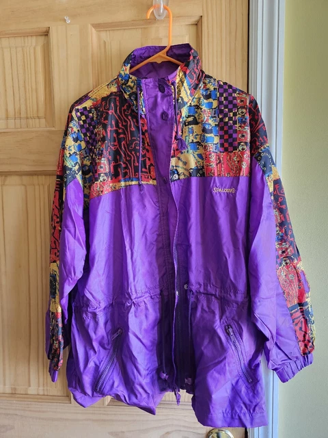 Vintage 1990s Ladies Spalding  Athletic Jacket Purple Track Womens Large EUC!