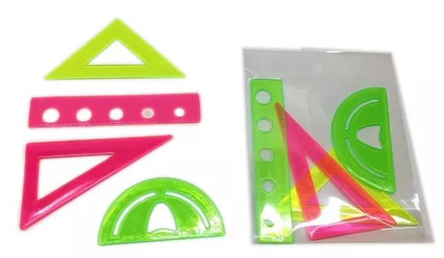 12 x 4er Set mini Lineal Schule malen schreiben Kreativität messen Fantasie Neu
